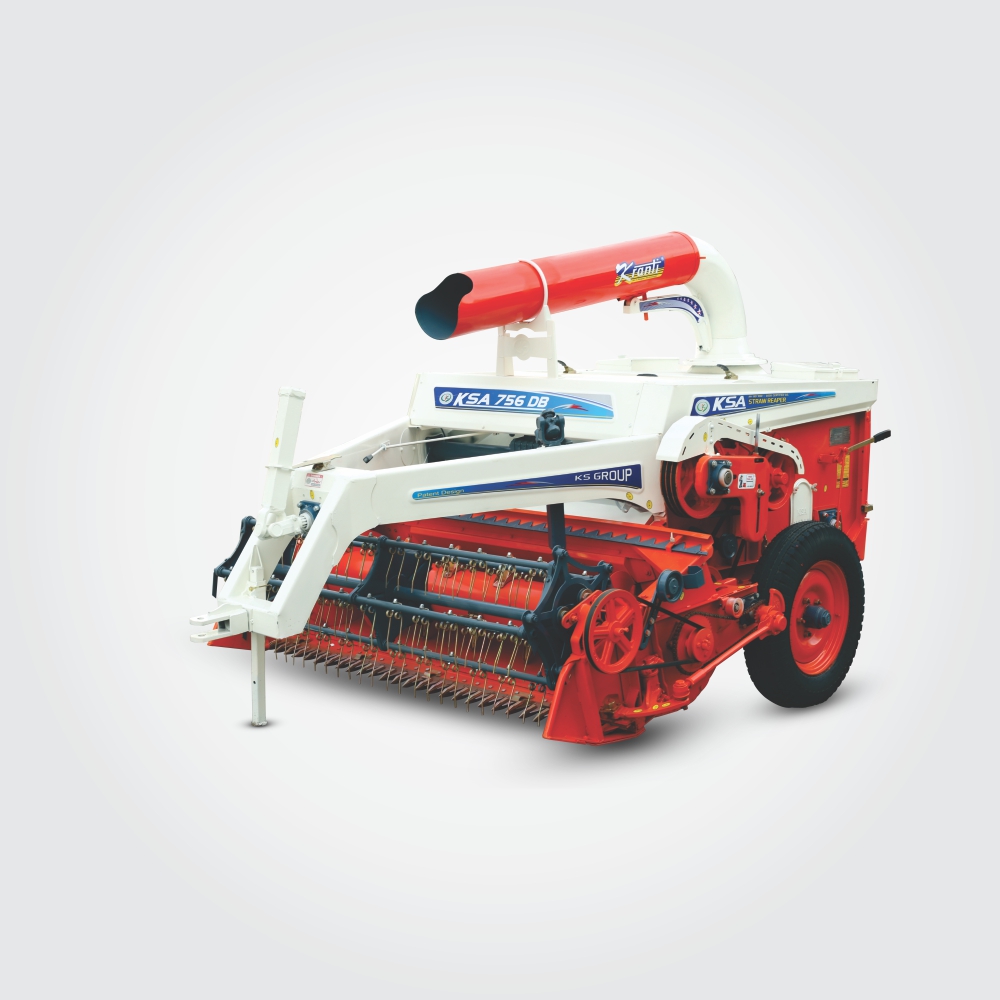 KSA 756 DB straw reaper machine used for cutting threshing and cleaning wheat straw in agricultural fields
